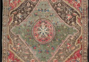 Peach and Blue Persian Style Chenille Oasis area Rug Carpet Detail