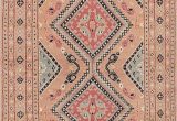 Peach and Blue Rug 51 X 120 Vintage Turkish Anatolian Copper and Blue Rug