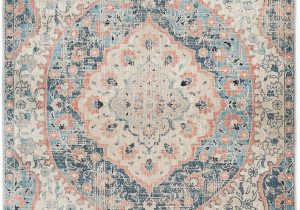 Peach and Blue Rug Esna Blue and Peach Traditional Distressed Medallion Rug