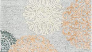 Peach and Gray area Rug Rizzy Home Eden Harbor Collection Wool Viscose area Rug 9 X 12 Peach orange Gray Rust Blue Medallion