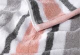 Peach Bath towels and Rugs Peach & Grey Striped Cotton 450 Gsm Bath towel