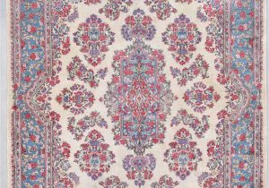 Pink and Blue oriental Rug Kerman Persian oriental Rug 6’4” X 9’1” 7954