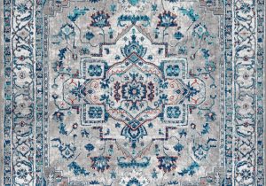 Pink and Blue Persian Rug Lawrence Hill Modern Persian Vintage Medallion Power Loom Light Grey Blue Rug