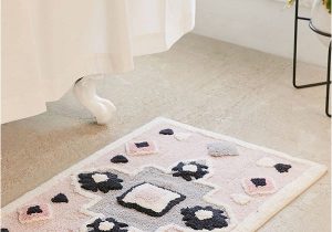 Pink and White Bathroom Rugs Geo Bath Mat