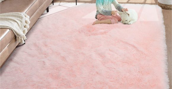 Pink area Rug 5 X 8 Rugtuder Pink Rug for Bedroom, 5×8, Plush Fluffy Rugs for Living Room, soft Shag area Rug for Girls Room Decor, Large Fuzzy Carpets for Kids Baby …