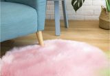 Pink Faux Fur area Rug Ciicool soft Faux Sheepskin Fur area Rugs Fluffy Rugs for Bedroom Silky Fuzzy Carpet Furry Rug for Living Room Girls Rooms Pink Round 3 X 3 Feet