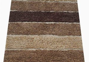 Plush Bathroom Rug Runner Chardin Home Cordural Stripe Bath Rug Runner with Skid Resistant Latex Spray Underneath Brown Beige 24" W X 60 L