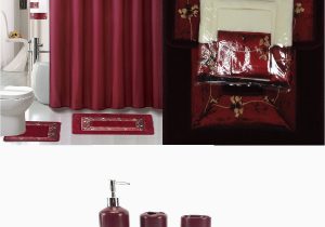 Plush Burgundy Bathroom Rugs 22 Piece Bath Accessory Set Burgundy Red Bath Rug Set Shower Curtain & Accessories Walmart