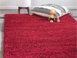 Plush Memory Foam area Rug Unique Loom solo solid Shag Collection Modern Plush Cherry Red area Rug 5 0 X 8 0