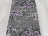 Purple and Silver area Rugs Purple Grey Silver Black Abstract area Rug Modern Floral Rug