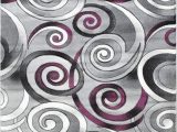 Purple and Silver area Rugs Swirls Modern Hand Carved area Rug Silver Purple Gray Black