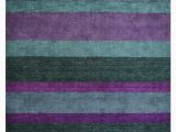 Purple and Turquoise area Rug Deidamia Striped Hand Knotted Silk Purple Beige Blue area Rug