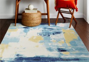 Reasor Ivory Blue area Rug Reasor Abstract Ivory Blue area Rug