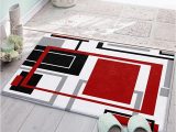 Red and Black Bath Rugs Bath Rug for Bathroom Bedroom, Red and Black Geometric Bath Mats Plush area Rugs Non Slip Doormats Absorbent Bathroom Mat for Indoor Entrance 24″Ã35″ …