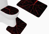 Red and Black Bath Rugs Chaplle Cracks Red Black 3 Piece Bathroom Rugs Set Bath Rug Contour Mat and toilet Lid Cover