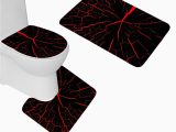 Red and Black Bath Rugs Chaplle Cracks Red Black 3 Piece Bathroom Rugs Set Bath Rug Contour Mat and toilet Lid Cover