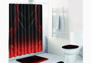Red and Black Bath Rugs Free Shipping 4pcs Red Black Gradual Change Banyo Paspas Bathroom Bath Mat Set Tapete Banheiro Washable toilet Rug Alfombra Bano