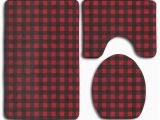 Red and Black Bath Rugs Pudmad Red Black Buffalo Check Plaid 3 Piece Bathroom Rugs Set Bath Rug Contour Mat and toilet Lid Cover