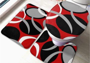 Red and Black Bath Rugs Vbcdgfg Bathroom Rugs Sets 3 Piece Modern Circles Swirls Gray Black Red Bathroom Rugs Mats Set 3 Pieces Bath Rugs for Bathroom Washable U-shaped …