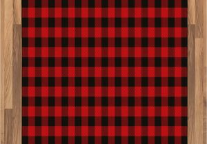 Red and Black Buffalo Check area Rug Ambesonne Plaid area Rug Lumberjack Fashion Buffalo Style Checks Pattern Retro Style with Grid Position Flat Woven Accent Rug for Living Room