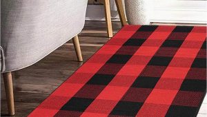 Red and Black Buffalo Check area Rug Earthall Buffalo Plaid Rug Red and Black Rug Cotton Hand Woven Buffalo Check Rug Runner Hallway Runner Washable Plaid Outdoor Rug Entryway Front