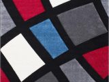 Red and Blue Modern Rug Modern Window Pattern Contemporary area Rug with 3d Hand