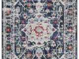 Red and Blue Modern Rug Viviana Transitional and Contemporary Medallion Blue Beige Red area Rug