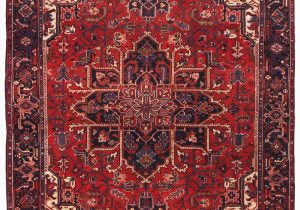 Red and Blue Persian Style Rug Persian Heriz Hand Knotted 8×11 Red Blue area Rug