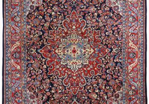 Red and Blue Persian Style Rug Persian Sarouk Semi Antique 10×14 Red Blue area Rug