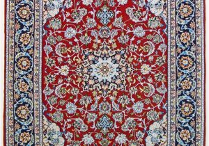 Red and Blue Persian Style Rug Vintage Persian isfahan area Rug Super Fine Wool and Silk Rug True Blue Red 3 X 5