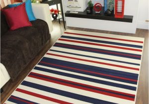 Red and Blue Striped Rug Striped area Rug Fashionable Affordable Easy Clean Milan