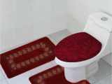 Red and Gray Bathroom Rugs 3pc Bathroom Set Rug Contour Mat toilet Lid Cover In Home