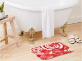 Red and White Bath Rug Circles In Red and White