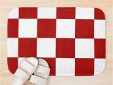 Red and White Bath Rug Liverpool Checkered Flag Red and White
