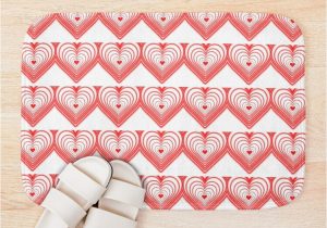 Red and White Bath Rug Red & White Heart
