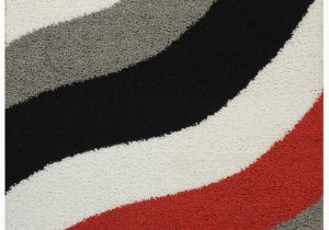 Red and White Striped area Rug Bella Maxy Home Block Striped Waves Contemporary Shag area