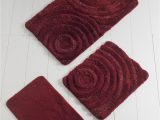 Red Bath Rug Set Sparks 3 Piece Wave Bath Rug Set