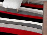 Red Black Grey area Rugs Temptation Waves Stripes Red Grey Ivory Modern Geometric Hand Carved area Rug