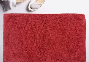 Red Cotton Bath Rug Romee Red Textured Rectangular Bath Rug
