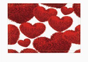Red Fluffy Bathroom Rugs Decor Red Fluffy soft Heart toys for Lover Bath Rugs Non