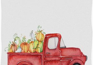 Red Truck Bathroom Rug Fall Autumn Thanksgiving Pumpkin Hand towels 16×30 In Rustic Red Truck Floral Thin Bathroom towel Autumn Harvest Ultra soft Highly Absorbent Small
