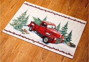 Red Truck Bathroom Rug Vintage Country Red Pick Up Truck Rug Kitchen and Home Entryway Decoration