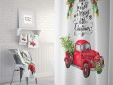 Red Truck Christmas Bath Rug Christmas Red Truck with Tree Shower Curtain Bath Mat