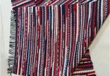 Red White and Blue Braided Rugs Red White and Blue Rag Rug Loom Woven "recycled