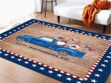 Room and Board area Rugs area Rugs for Living Room Bedroom Decor, Independence Day Blue Truck with Gnome Retro Wooden Board area Rug Floor Mat,non Slip Rugs Non-shedding …