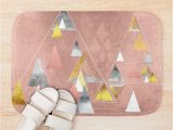 Rose Gold Bath Rug Abstract Geometric Triangles Gold Silver Rose Gold