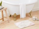 Rose Gold Bath Rug Spliced Mixed Pink Marble and Rose Gold