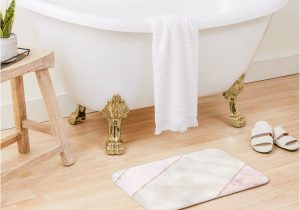 Rose Gold Bath Rug Spliced Mixed Pink Marble and Rose Gold