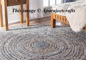 Round area Rug 5 Ft Hand Braided Bohemian Colorful Cotton Jut area Rug Round Rug