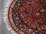 Round Blue oriental Rugs Rugsville Red Persian Tabriz Round Blue Wool oriental Rug 90 X 90